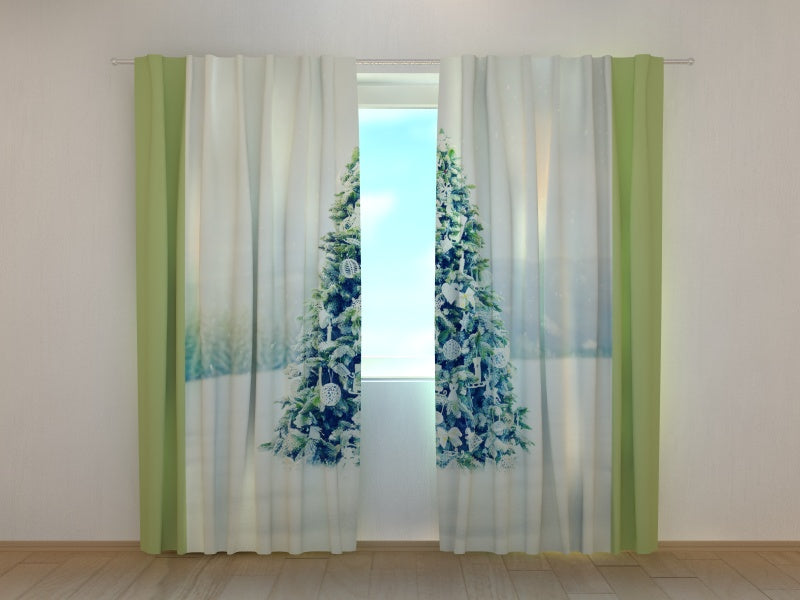 Photocurtain Christmas Tree with White Decorations - Wellmira