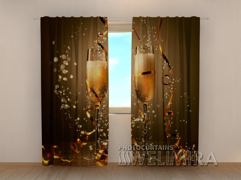3D Curtain Christmas Champagne - Wellmira