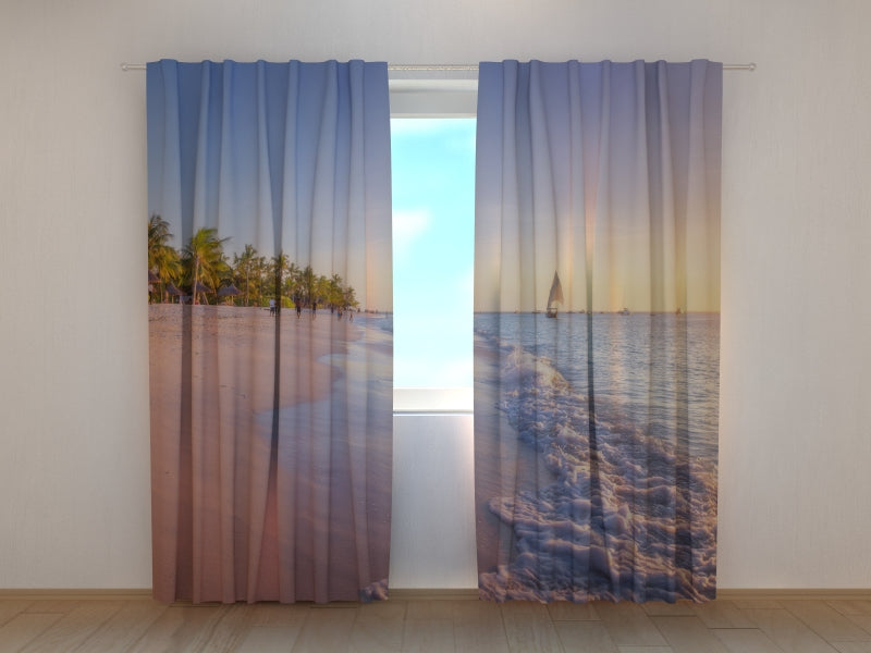 Photo Curtain Colorful Sunset at the Tropical Beach