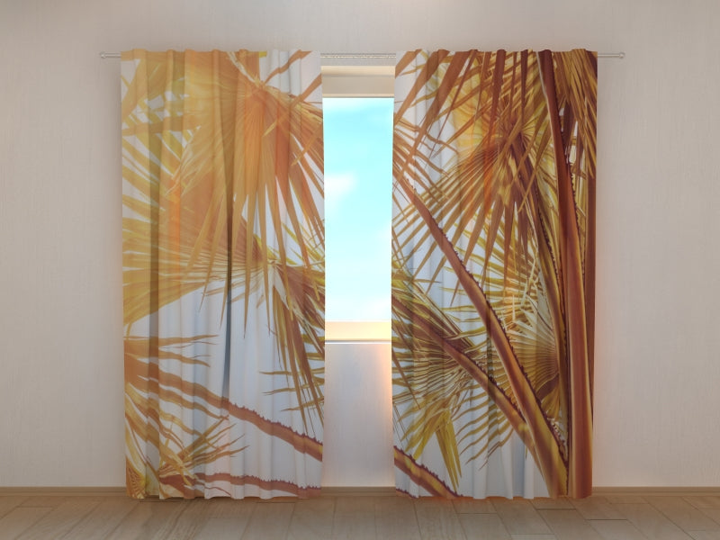 Photo Curtain Copper Palm Leaves