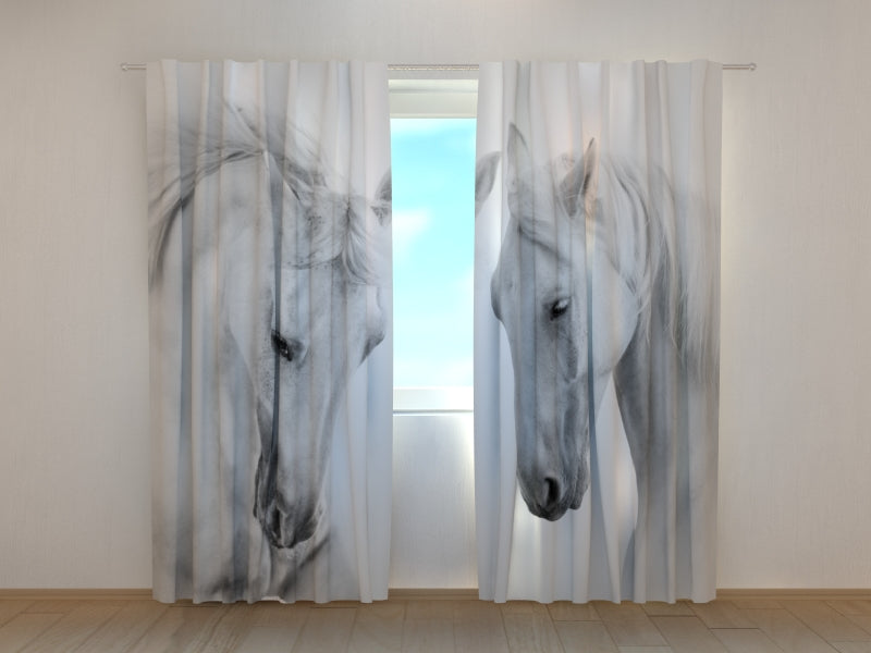 Photo Curtain Couple of White Horses