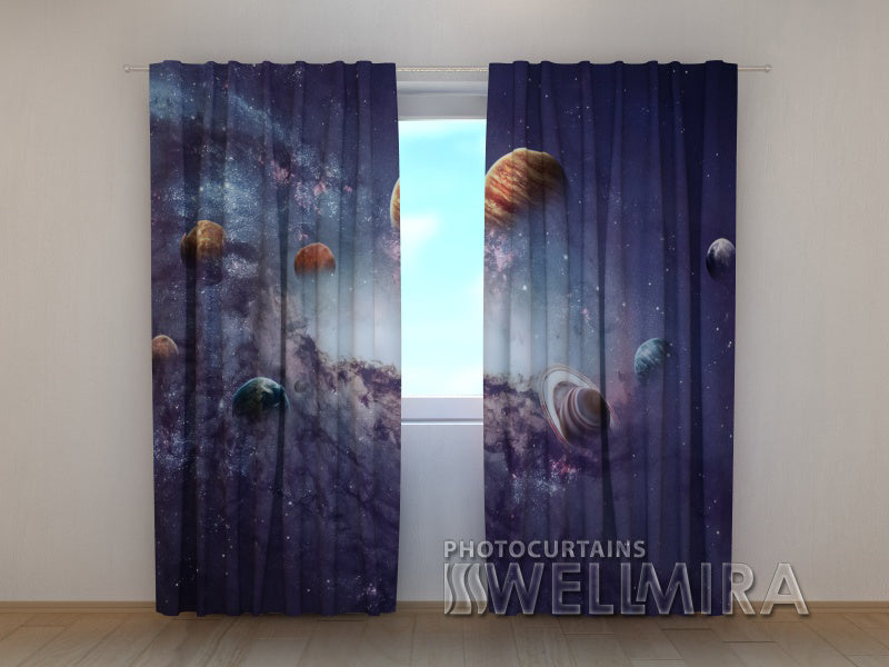 Photo Curtain Creating Planets - Wellmira
