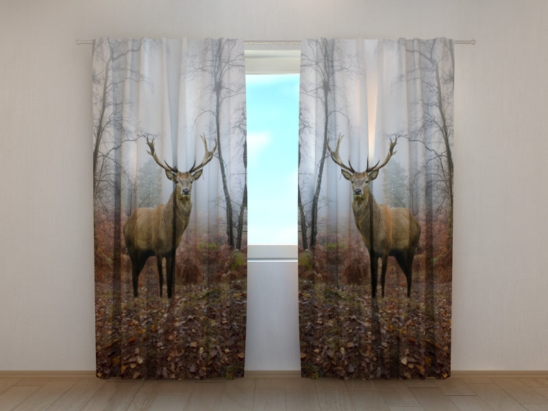 Photo Curtain Deer in the Forest - Wellmira