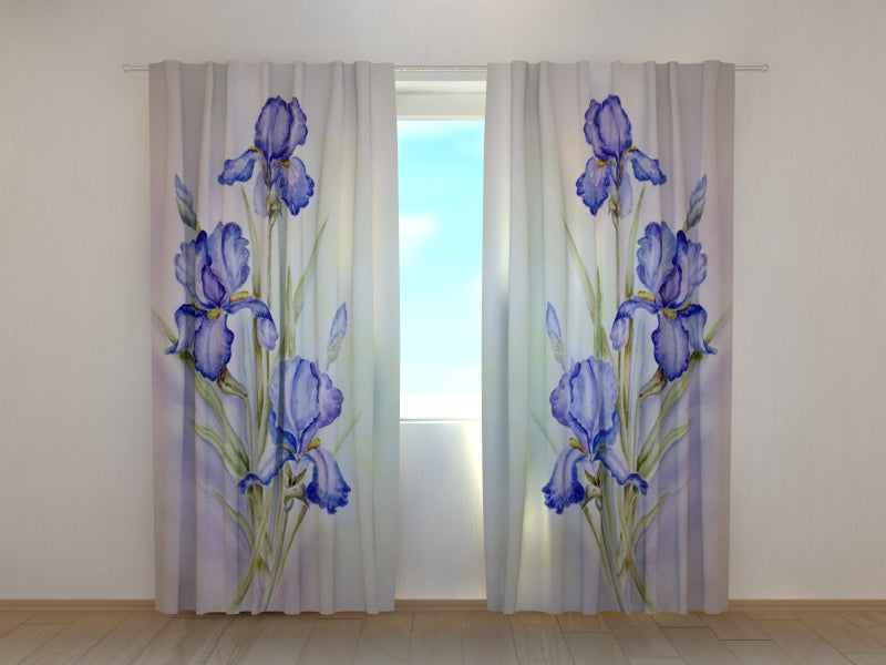 Photo Curtain Delicate Blue Irises