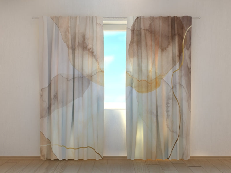Photo Curtain Delicate watercolor in Beige and Brown
