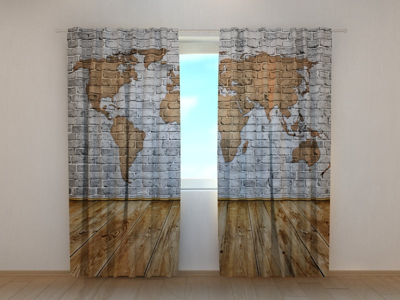 Photo Curtain Drawn Map on the Wall