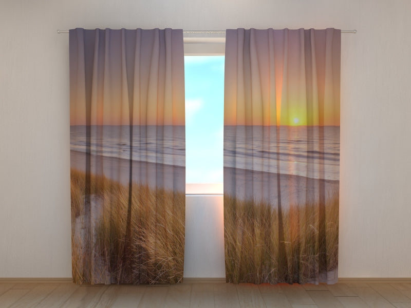 Photo Curtain Dunes and Beach at Sunset in The Netherlands