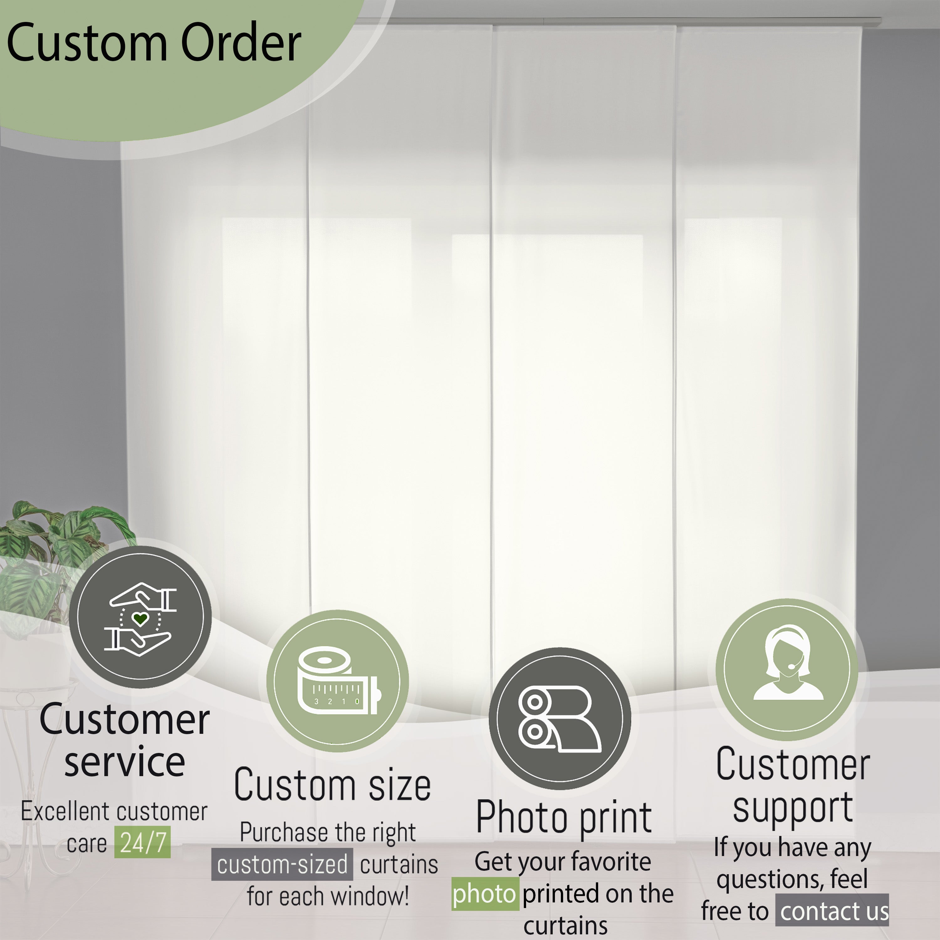 Rideau en soie de couleur blanche