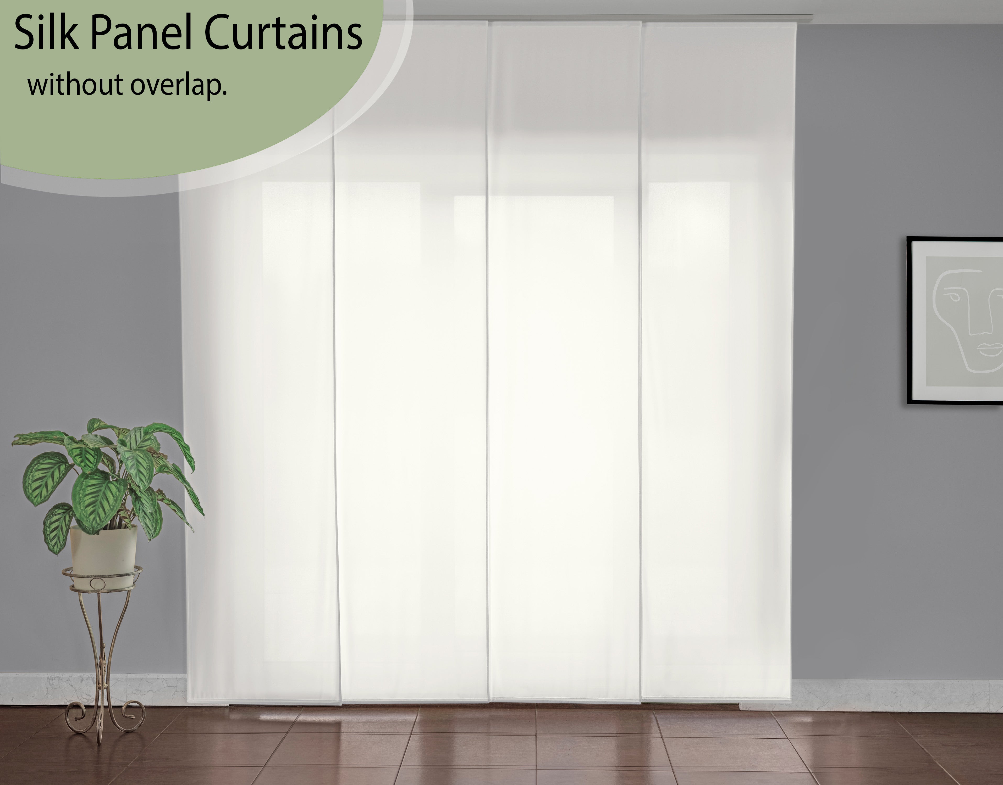 White Color Silk Panel Curtain