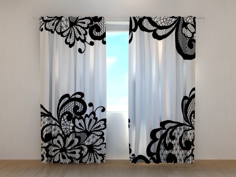 Photo Curtain Elegant Black Lace