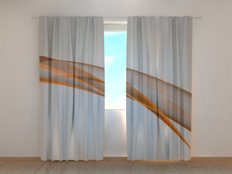 Rideau Photo Élégante Ligne Abstraite Orange