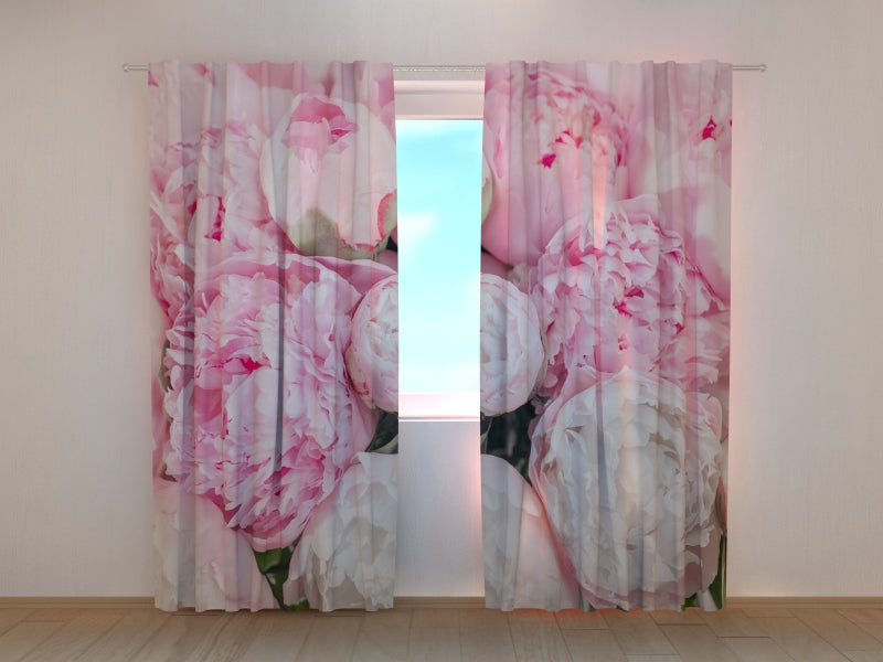 Photo Curtain Elegant Pink Peonies