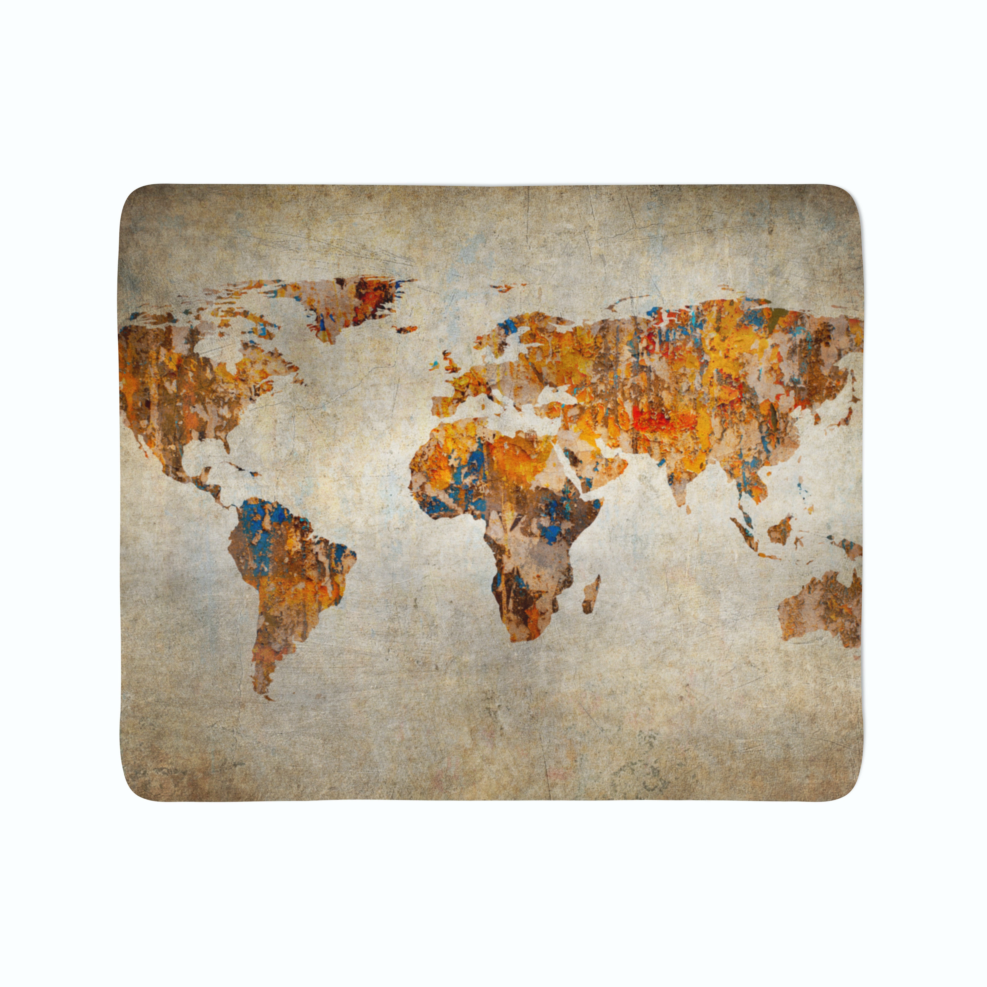 Fleece Blanket Grunge Map of the World