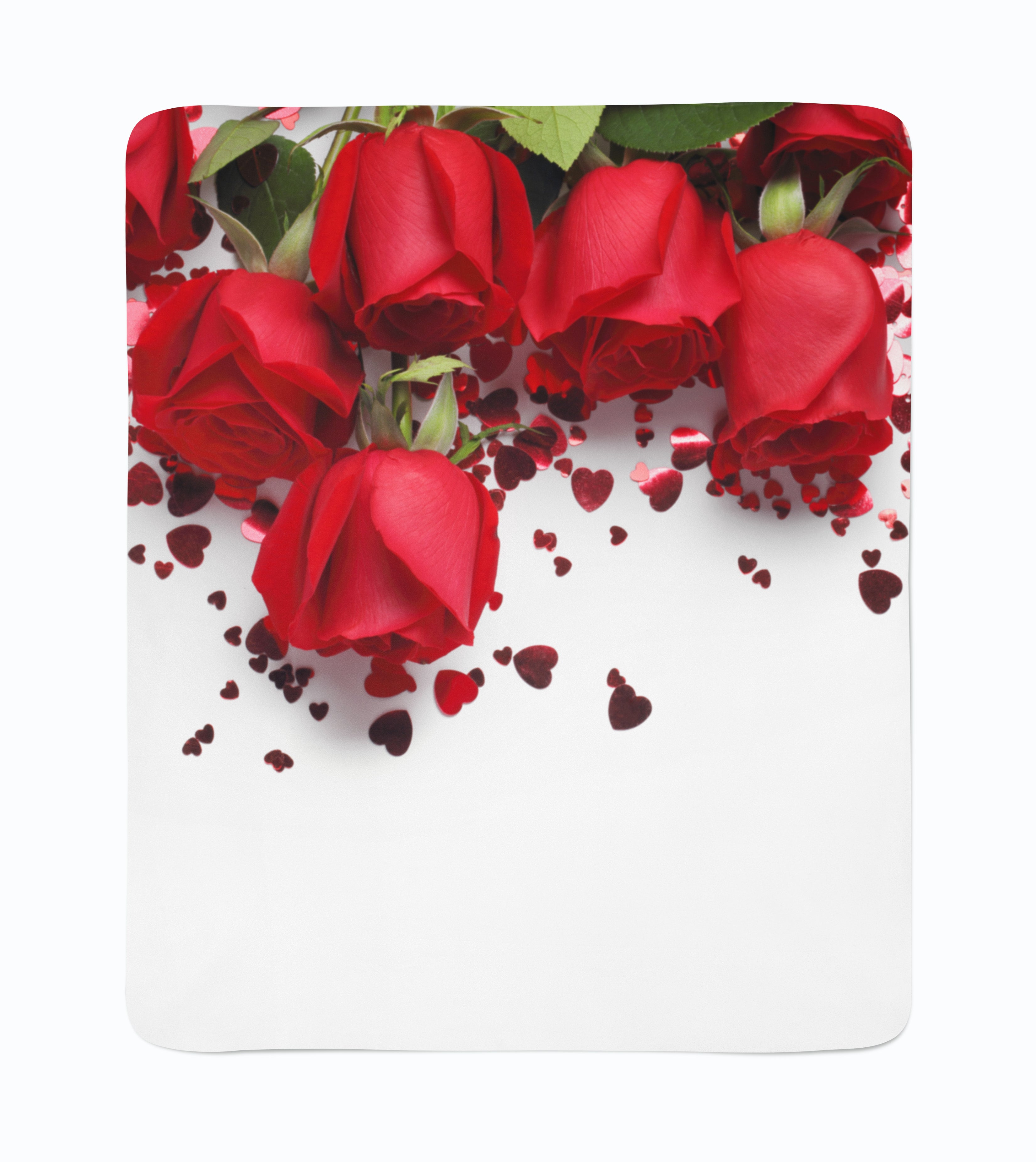 Couverture Polaire Roses et Coeurs