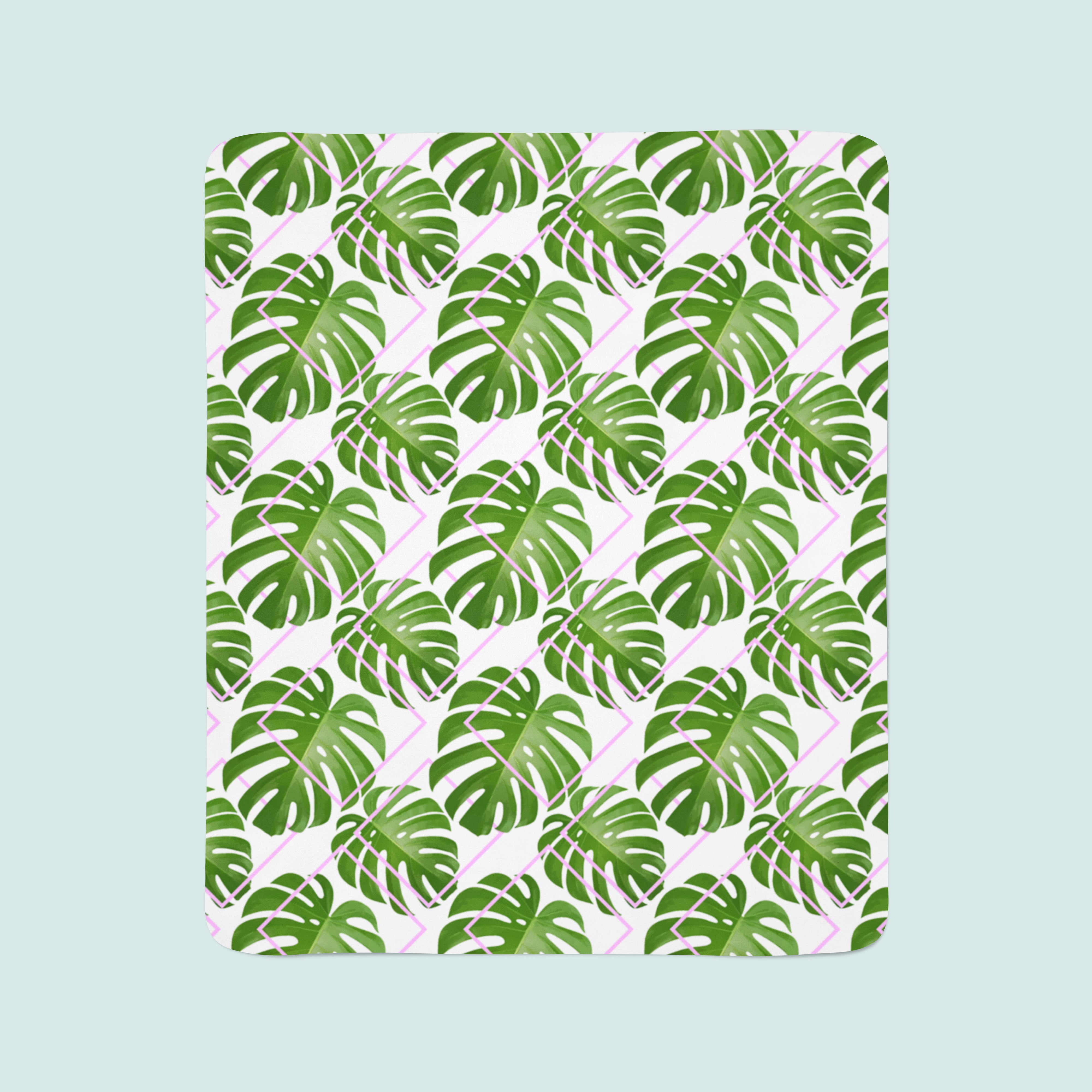 Fleece Blanket Tropical Palm Leaves