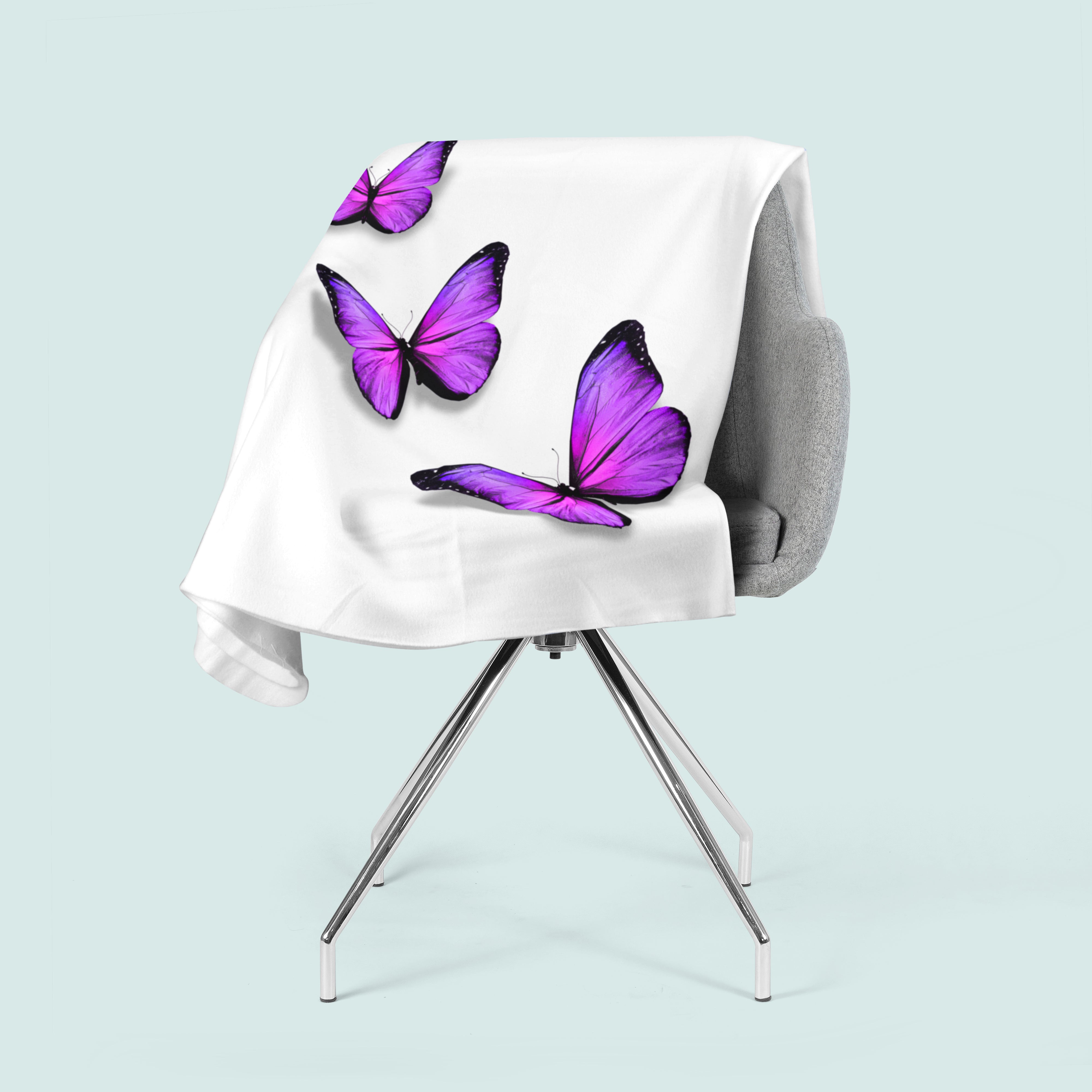 Fleece Blanket Purple Butterfly