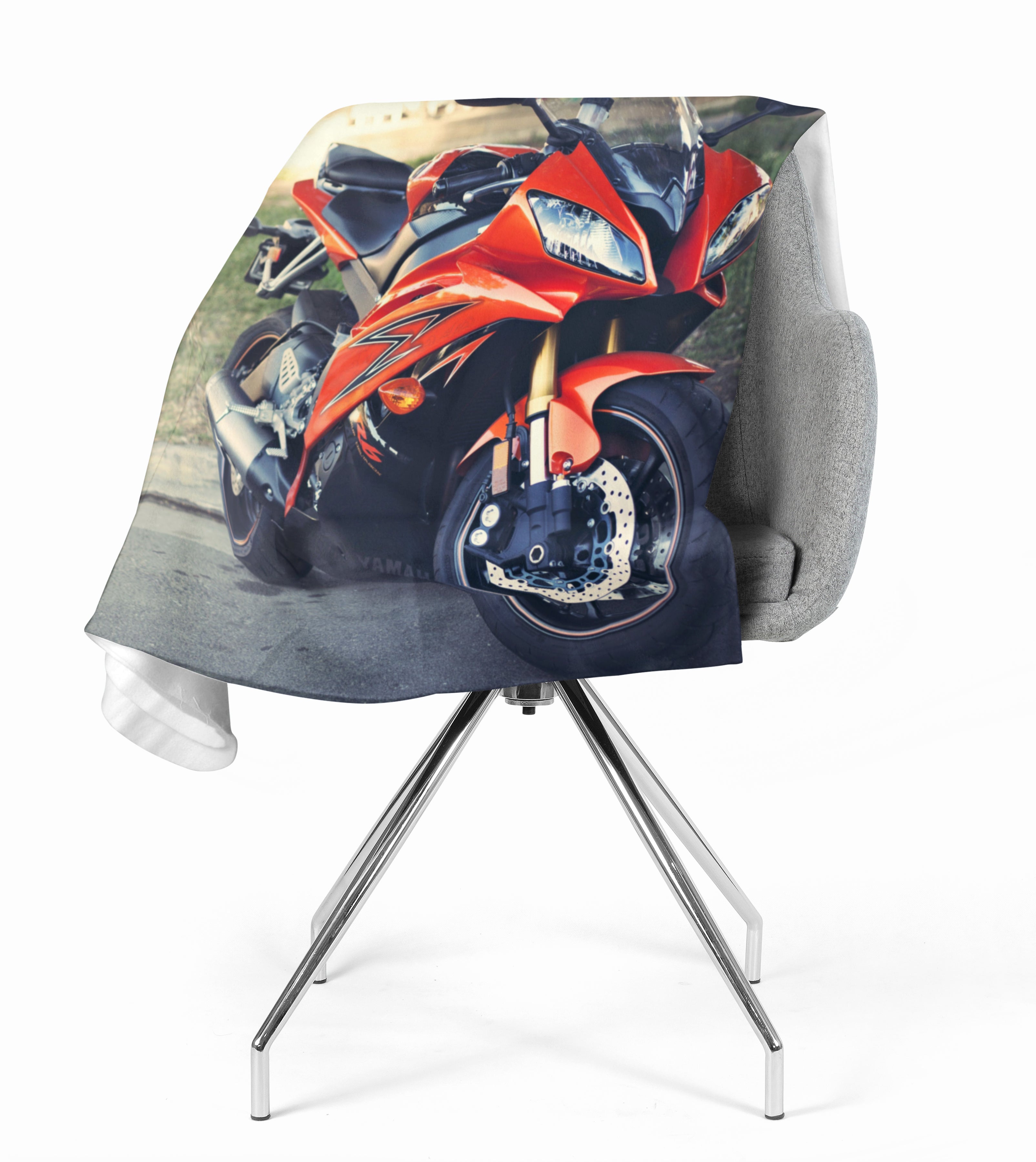 Fleece Blanket Red Motorcycle