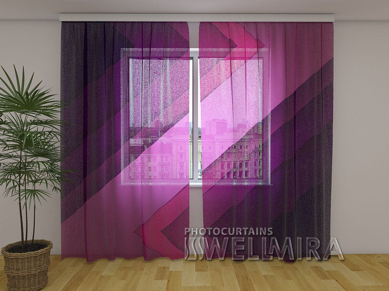 Photo Net Curtain Purple lines - Wellmira