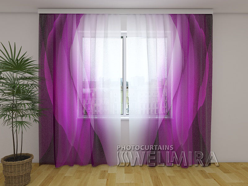 Photo Net Curtain Purple waves - Wellmira