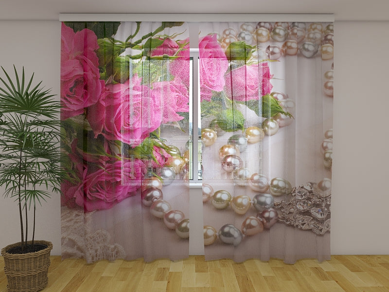 Photo Curtain Roses and Pearls
