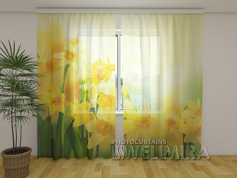 Photo Curtain Yellow Daffodils 2