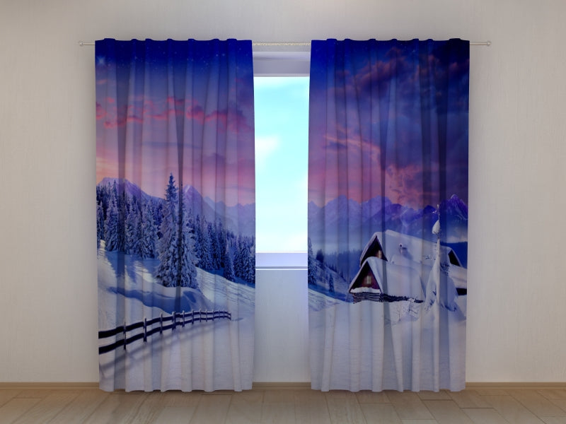 Photo Curtain Fabulous Christmas Night in the Mountains