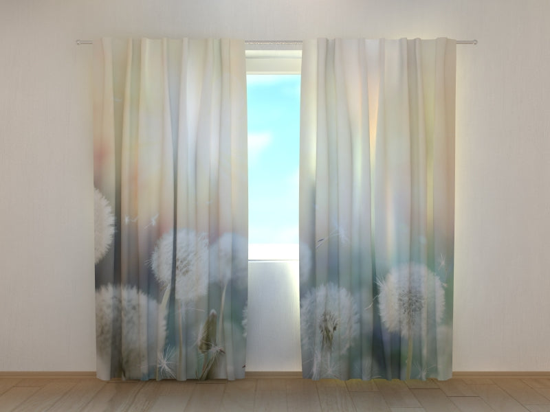 Photo Curtain Field of Dandelions in the Sunset