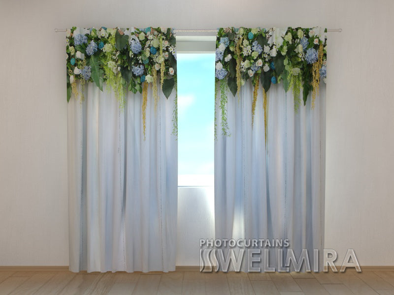 Photo Curtain Flower Lambrequins. Blue Clouds - Wellmira