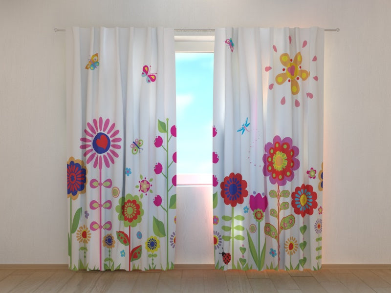 Photo Curtain Flowers and Sun