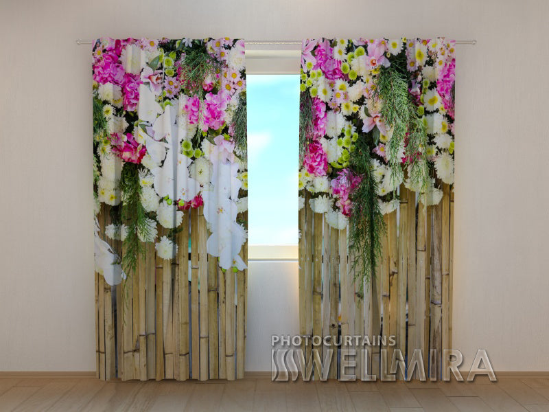 Photo Curtain Flowers on Bamboo - Wellmira