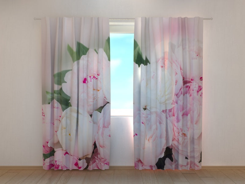 Photo Curtain Fresh Pink Peonies