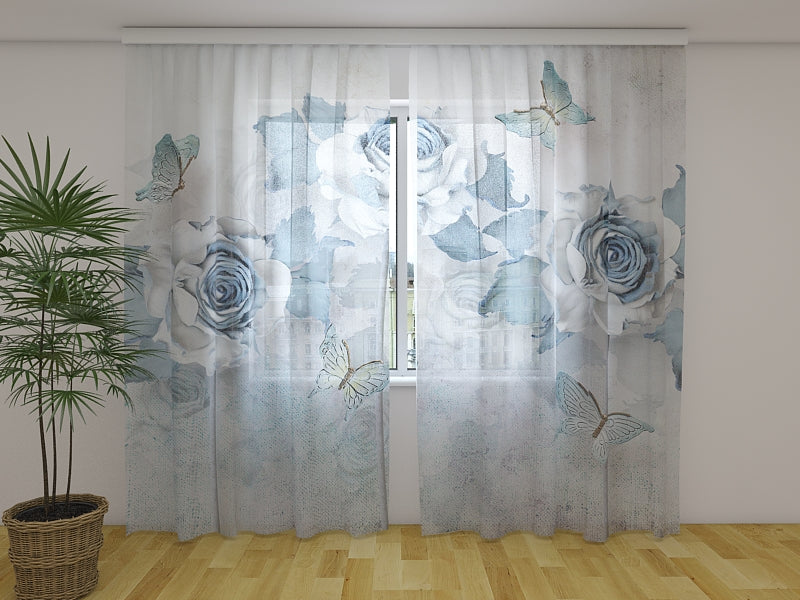 Foto Cortina Abstracta Mariposas y Rosas