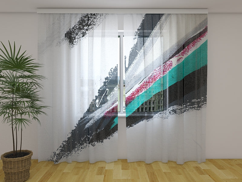 Photo Curtain Abstract Drawing on Canvas