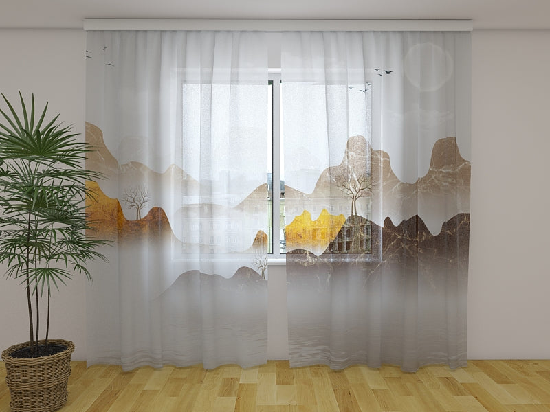 Rideau photo Montagnes de marbre abstraites