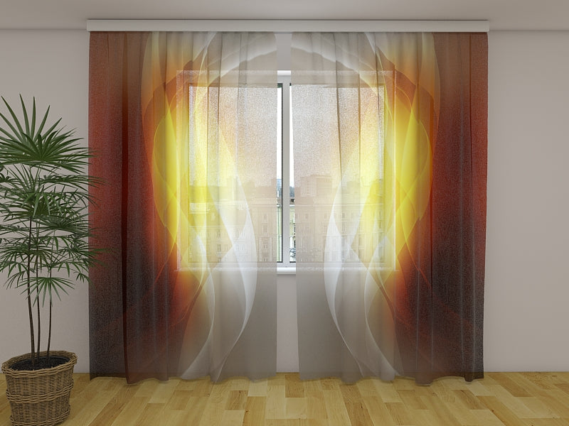 Photo Curtain Abstract Orange Waves