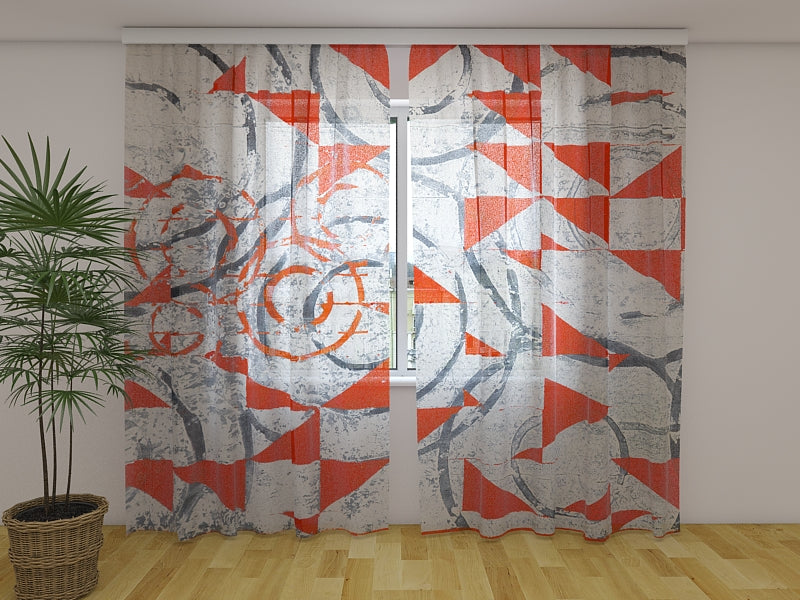 Rideau Photo Formes Géométriques Abstraites Rouges et Noires