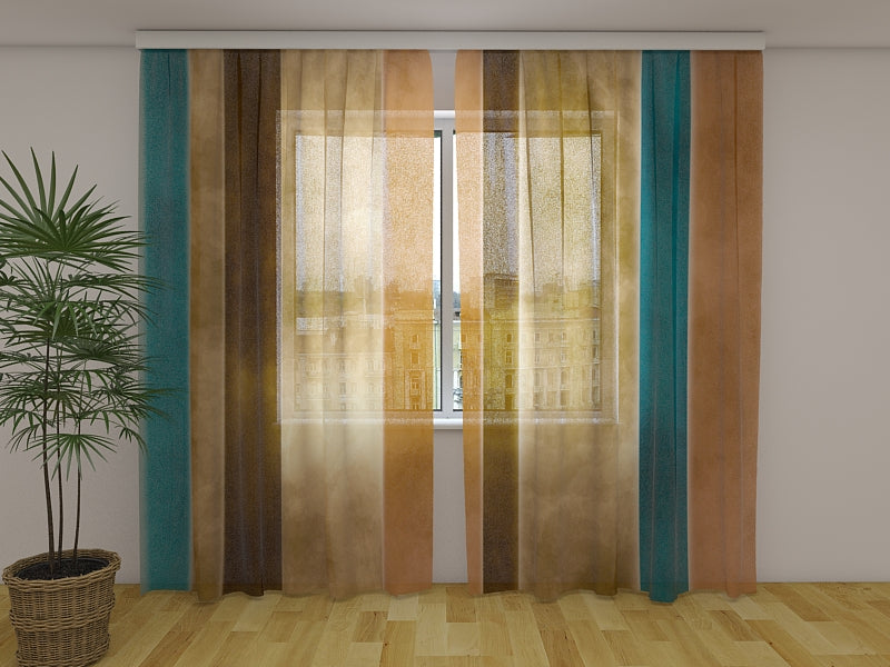 Photo Curtain Abstract Stripes in Pastel Colors