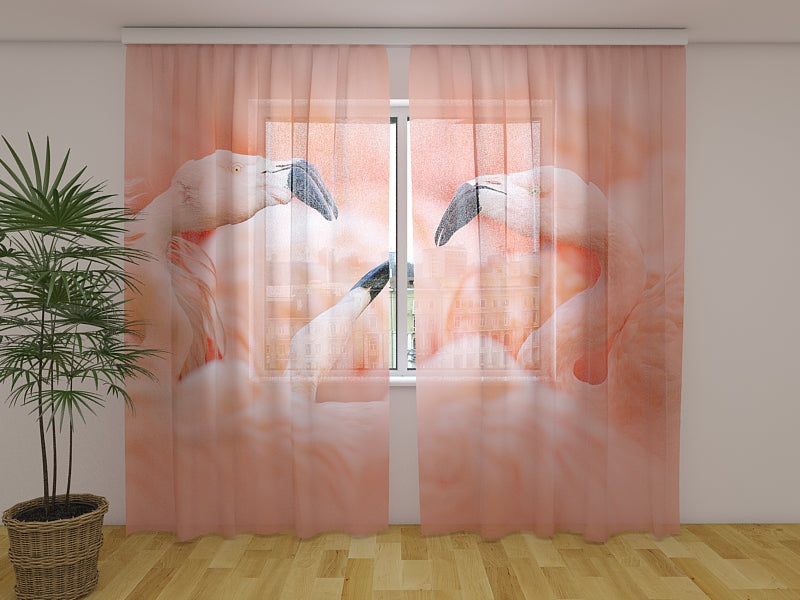 Photo Curtain Amazing Pink Flamingos