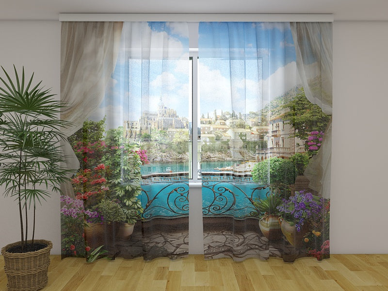 Rideau photo Balcon avec des fleurs