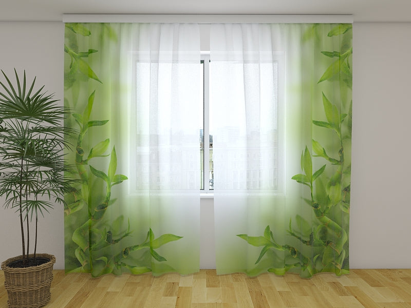 Photo Curtain Bamboo Green Leaves