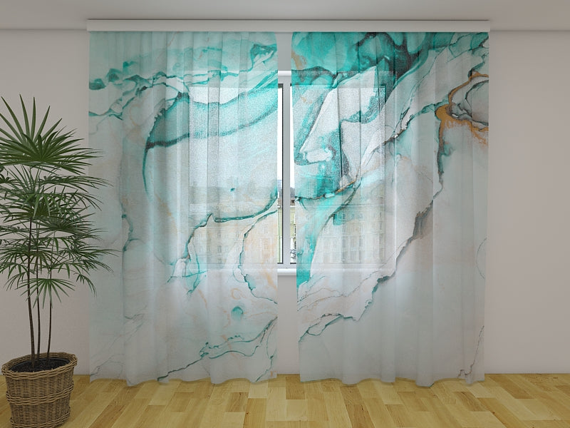 Rideau Photo Belle Abstraction de Couleur Vert-Bleu