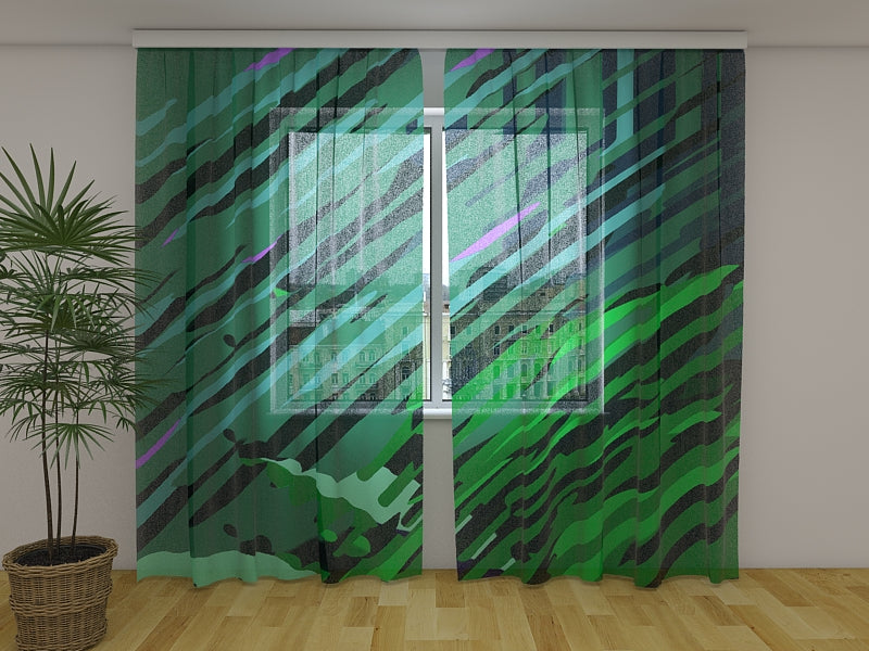 Photo Curtain Beautiful Green Illustration