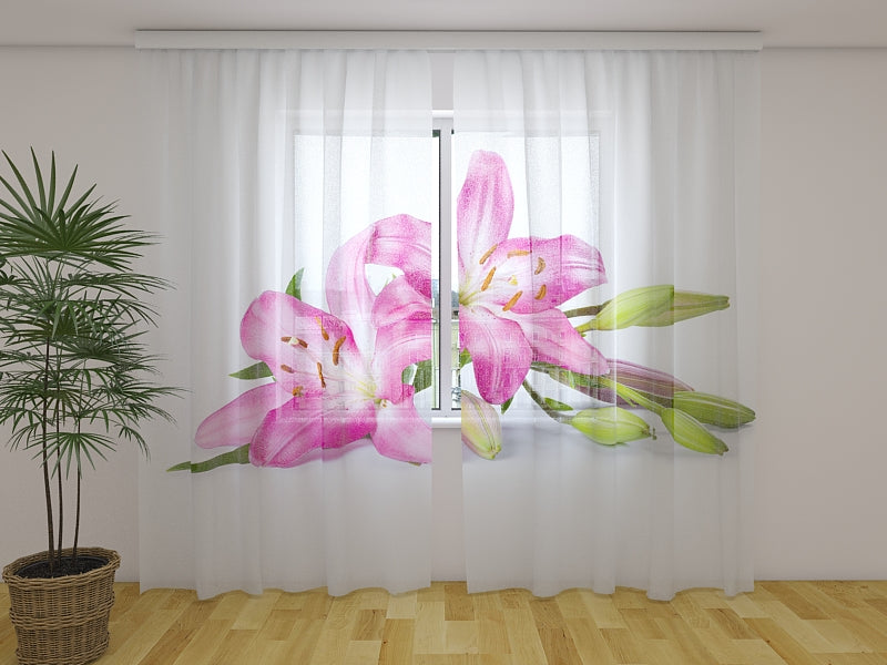 Photo Curtain Big Pink Lilies