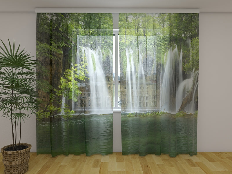 Photo Curtain Big Waterfall in the Forest