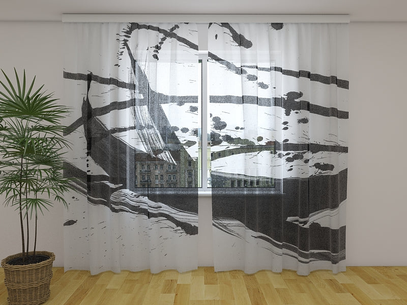 Photo Curtain Black Abstraction