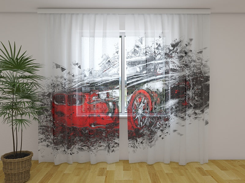 Photo Curtain Black Art Car