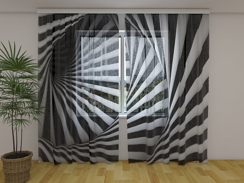 Rideau Photo Spirale Noir et Blanc