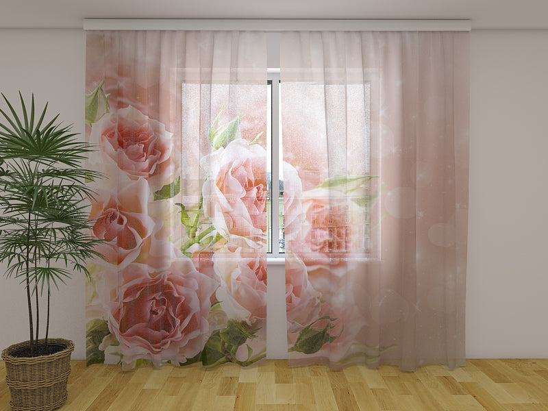 Rideau photo Bouquet de roses délicates