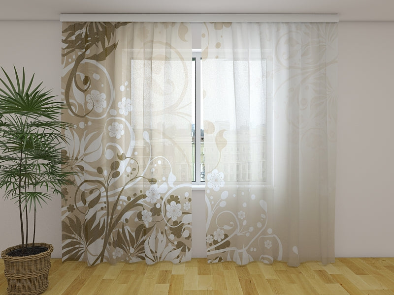 Rideau Photo Lianes Florales Marron