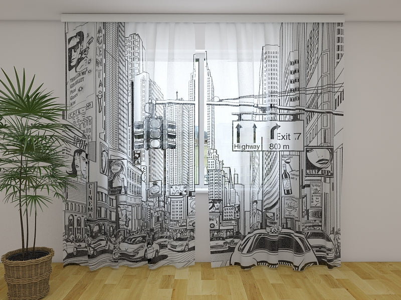 Photo Curtain Cartoon Street of New York